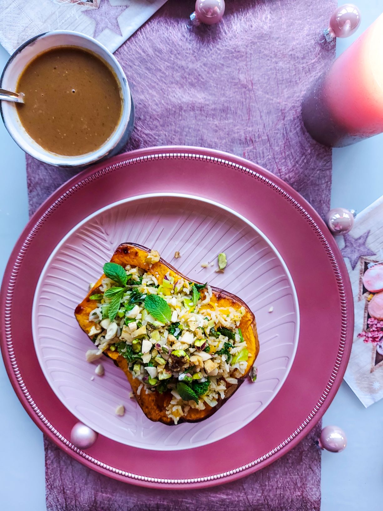 Gevulde Butternut met miso gravy